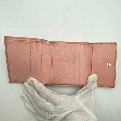 Chanel Wallet Trifold Caviar Leather Coco Button CC Logo Pink — view 4