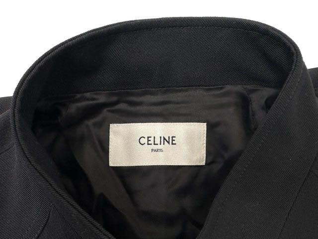 Celine Triomphe Jacket Gabardine Logo Embroidery Wool 54 Black — view 6
