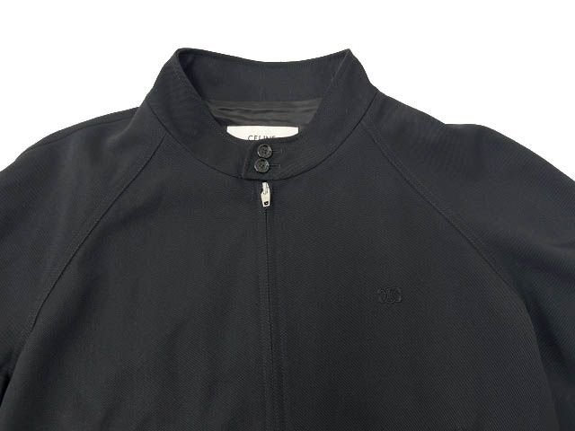 Celine Triomphe Jacket Gabardine Logo Embroidery Wool 54 Black — view 3
