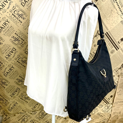 Gucci Abbey Shoulder Bag GG Canvas Black — view 3