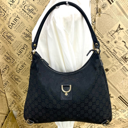 Gucci Abbey Shoulder Bag GG Canvas Black