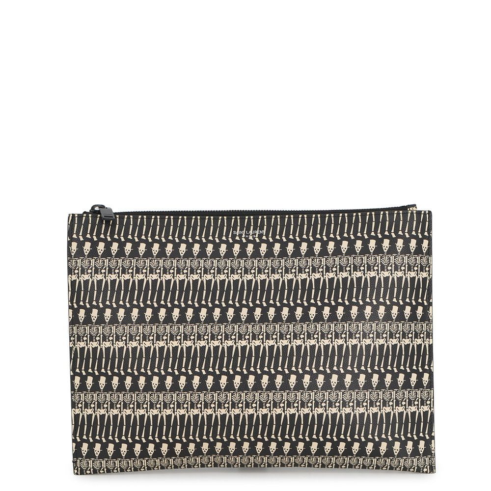 Saint Laurent Paris Clutch Skull Print Tablet Case Black