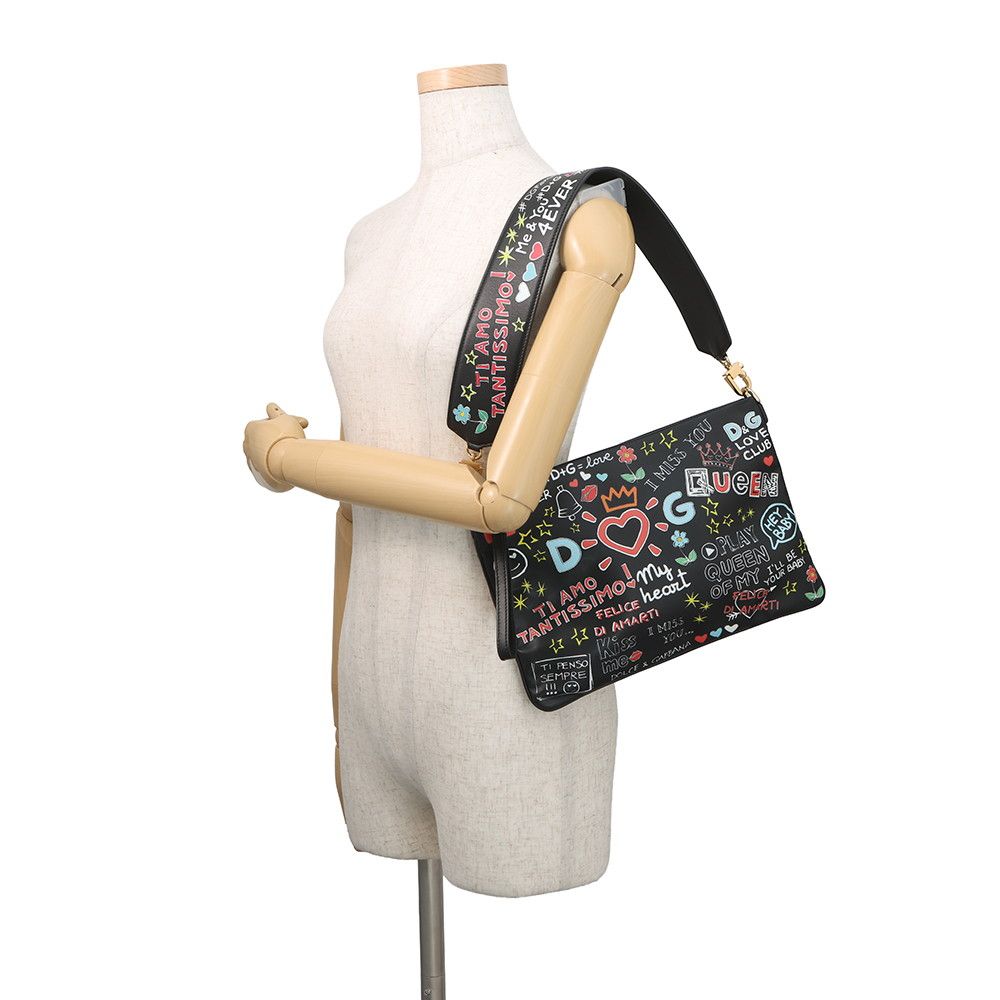 Dolce & Gabbana Clutch Cleo Graffiti Leather & Black 2-Way — view 5