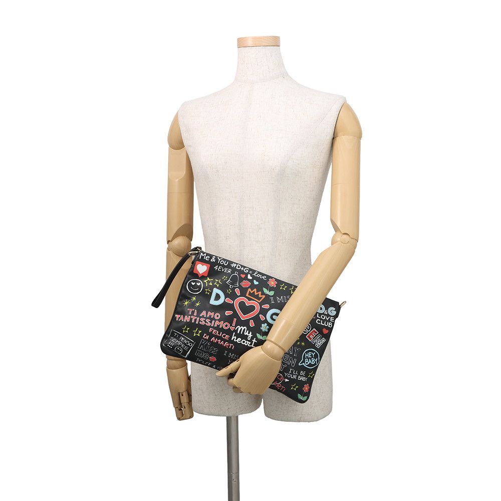 Dolce & Gabbana Clutch Cleo Graffiti Leather & Black 2-Way — view 4