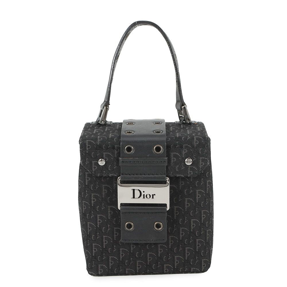 Dior Handbag Oblique Classic Chic Vanity Bag Canvas Trotter Black