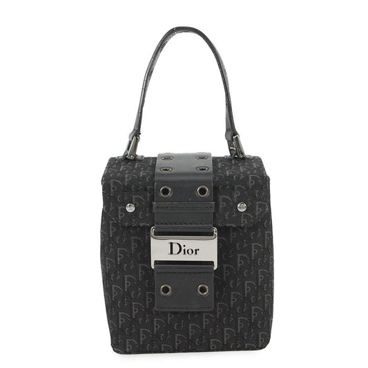 Dior Handbag Oblique Classic Chic Vanity Bag Canvas Trotter Black