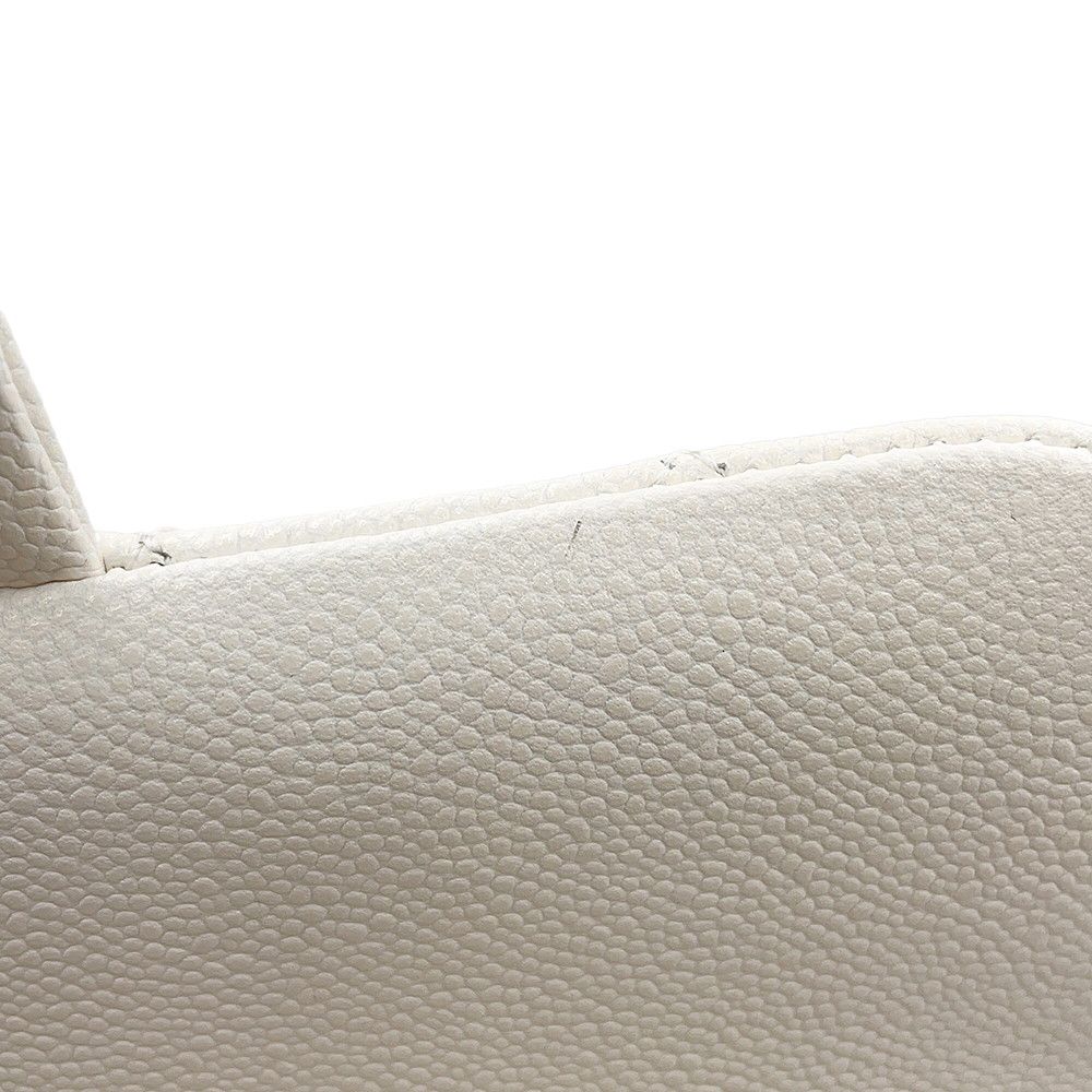 Chanel Chain Shoulder Bag Quilted CC Logo Top Handle Small Caviar Leather White — view 7