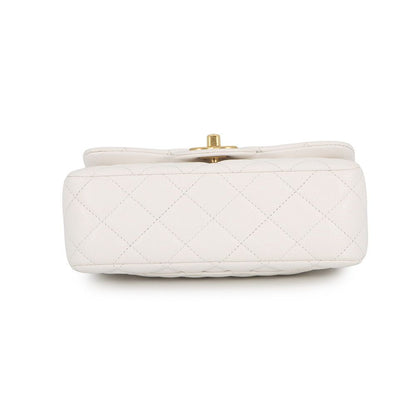 Chanel Chain Shoulder Bag Quilted CC Logo Top Handle Small Caviar Leather White — view 3