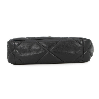 Chanel Chain Shoulder Bag 19 CC Logo Shiny Lambskin Black — view 3