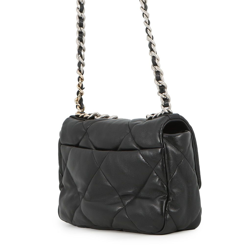 Chanel Chain Shoulder Bag 19 CC Logo Shiny Lambskin Black — view 2