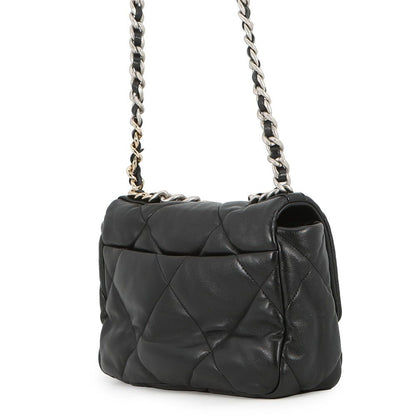 Chanel Chain Shoulder Bag 19 CC Logo Shiny Lambskin Black — view 2
