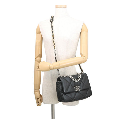 Chanel Chain Shoulder Bag 19 CC Logo Shiny Lambskin Black — view 4