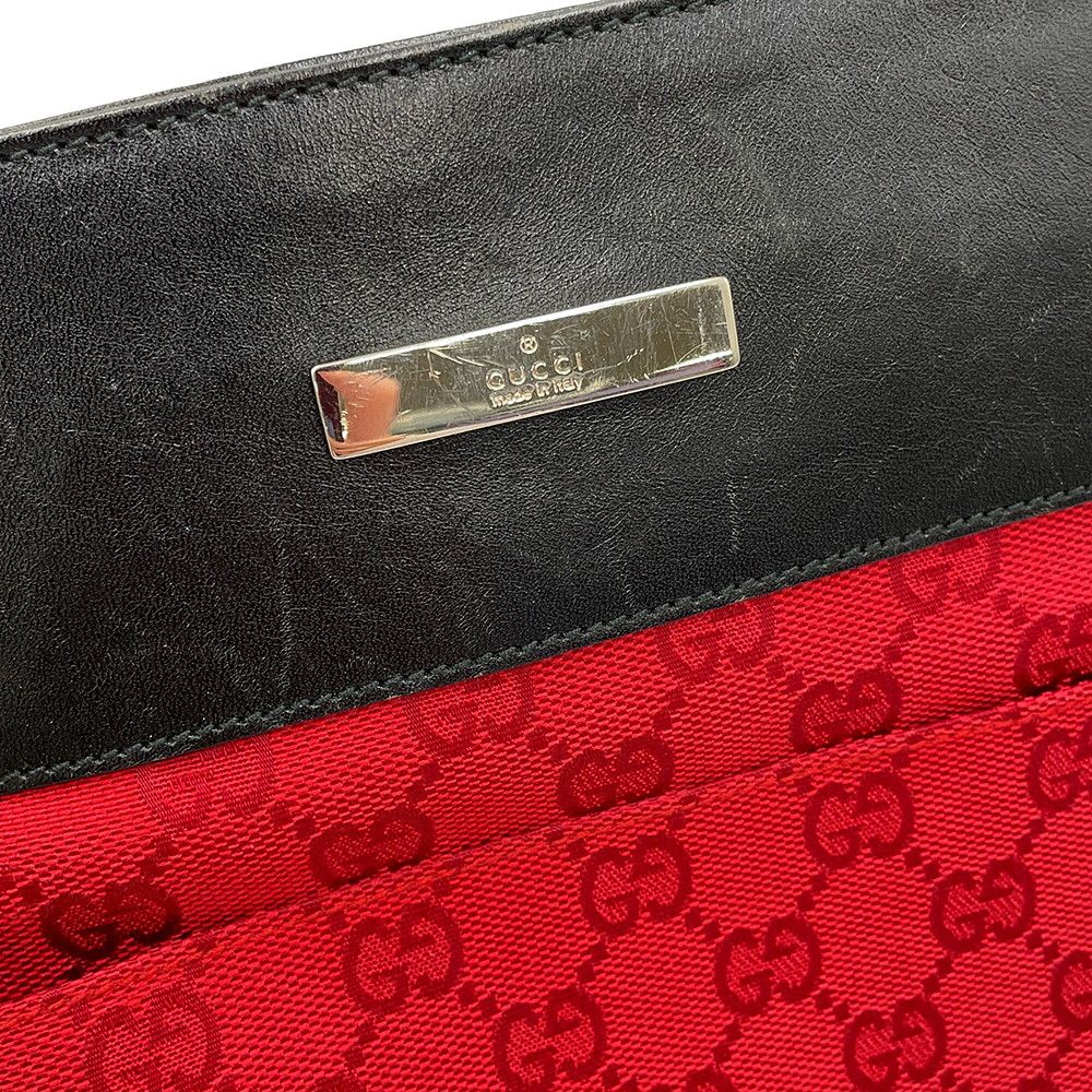 Gucci Shoulder Bag GG Canvas Leather Black — view 6