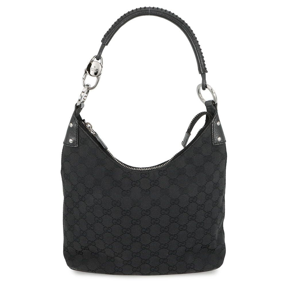 Gucci Shoulder Bag GG Canvas Leather Black