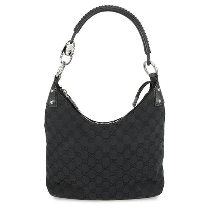 Gucci Shoulder Bag GG Canvas Leather Black
