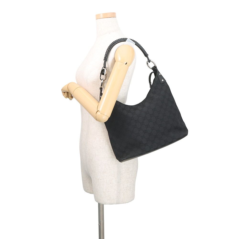 Gucci Shoulder Bag GG Canvas Leather Black — view 4