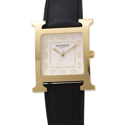 Hermes Watch GM Epsom Black Silver Dial Quartz