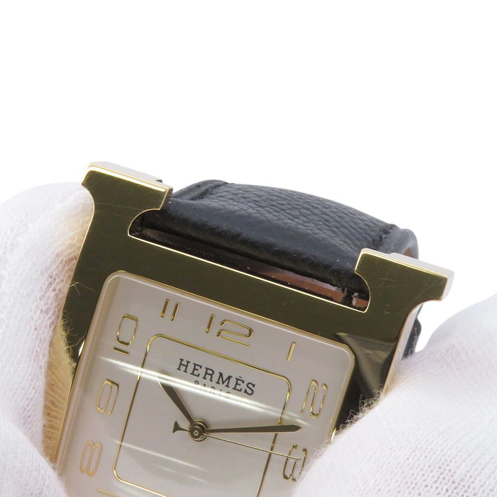 Hermes Watch GM Epsom Black Silver Dial Quartz — view 4