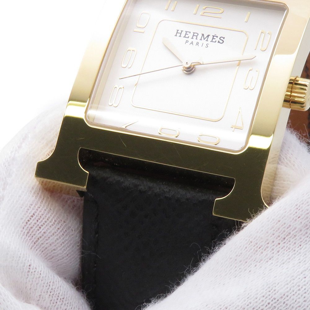 Hermes Watch GM Epsom Black Silver Dial Quartz — view 5