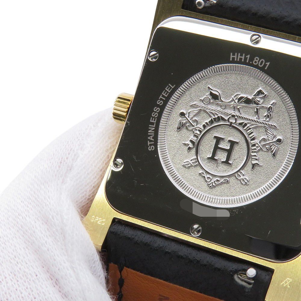 Hermes Watch GM Epsom Black Silver Dial Quartz — view 7