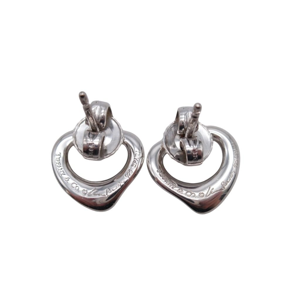 Tiffany & Co Elsa Peretti Open Heart Stud Earrings 925 Sterling Silver — view 3