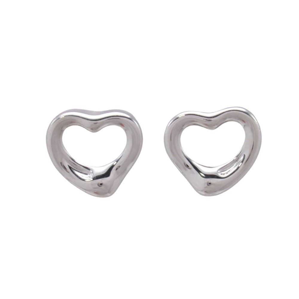 Tiffany & Co Elsa Peretti Open Heart Stud Earrings 925 Sterling Silver