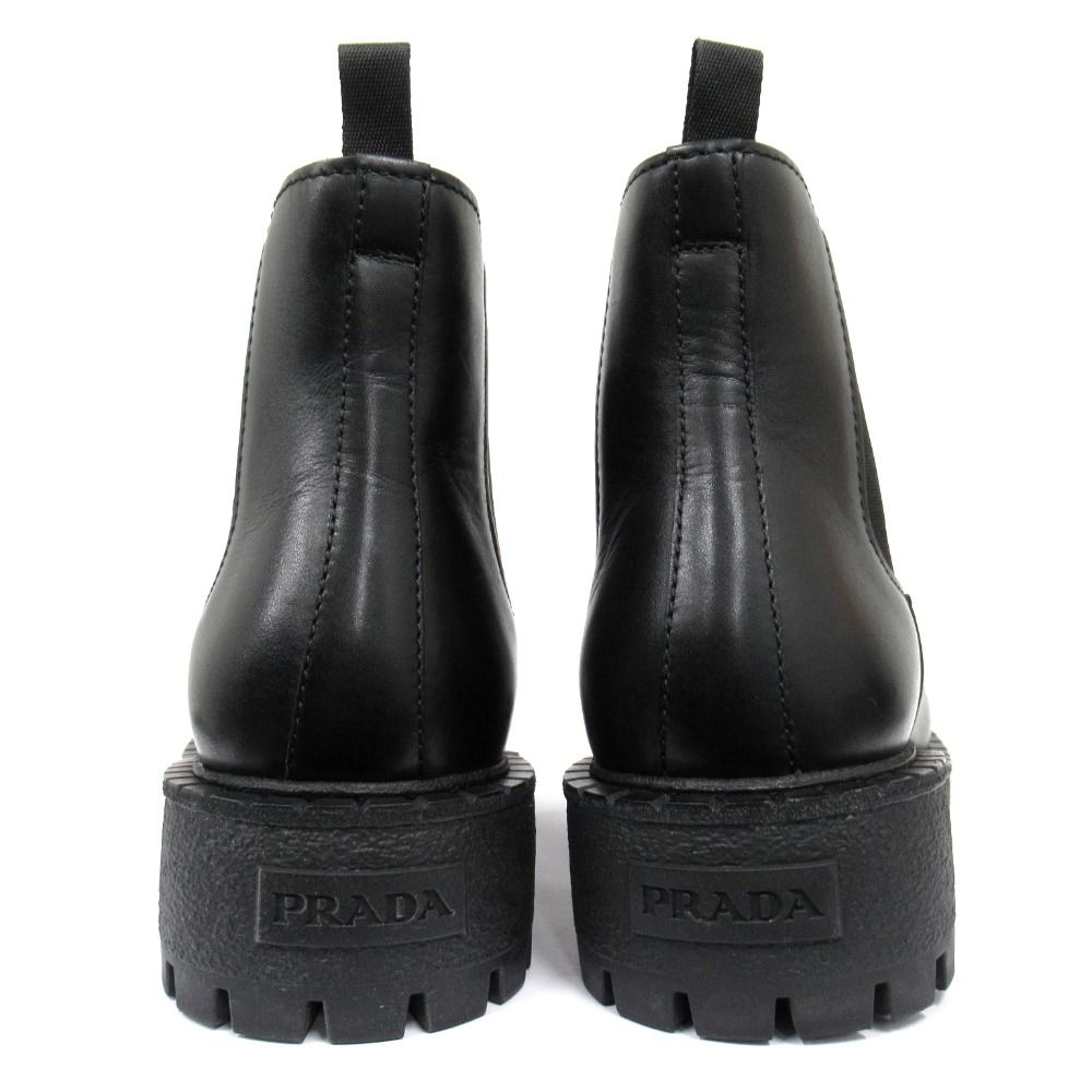 Prada Leather Chelsea Boots Shoes Side Gore 5.5 Black — view 4