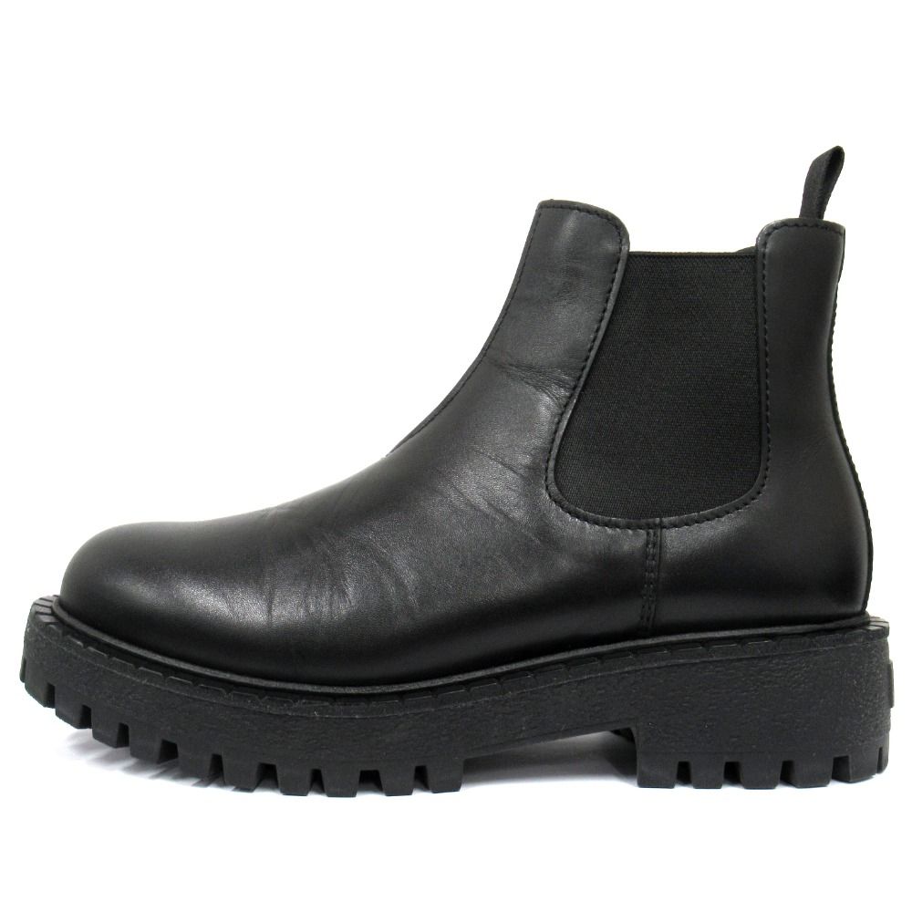 Prada Leather Chelsea Boots Shoes Side Gore 5.5 Black