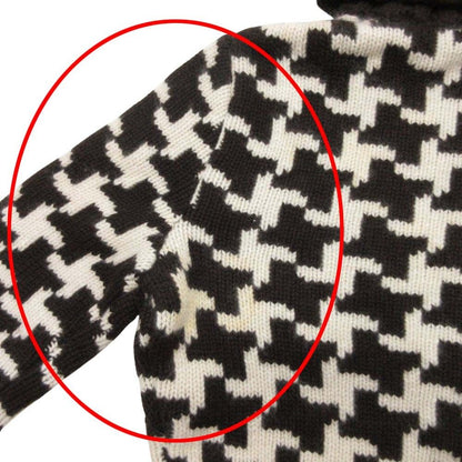 Celine Vintage Cashmere Turtle Knit Sweater Houndstooth Pattern S Brown Off — view 9