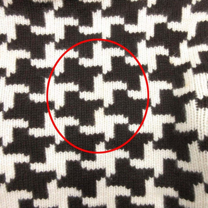 Celine Vintage Cashmere Turtle Knit Sweater Houndstooth Pattern S Brown Off — view 8