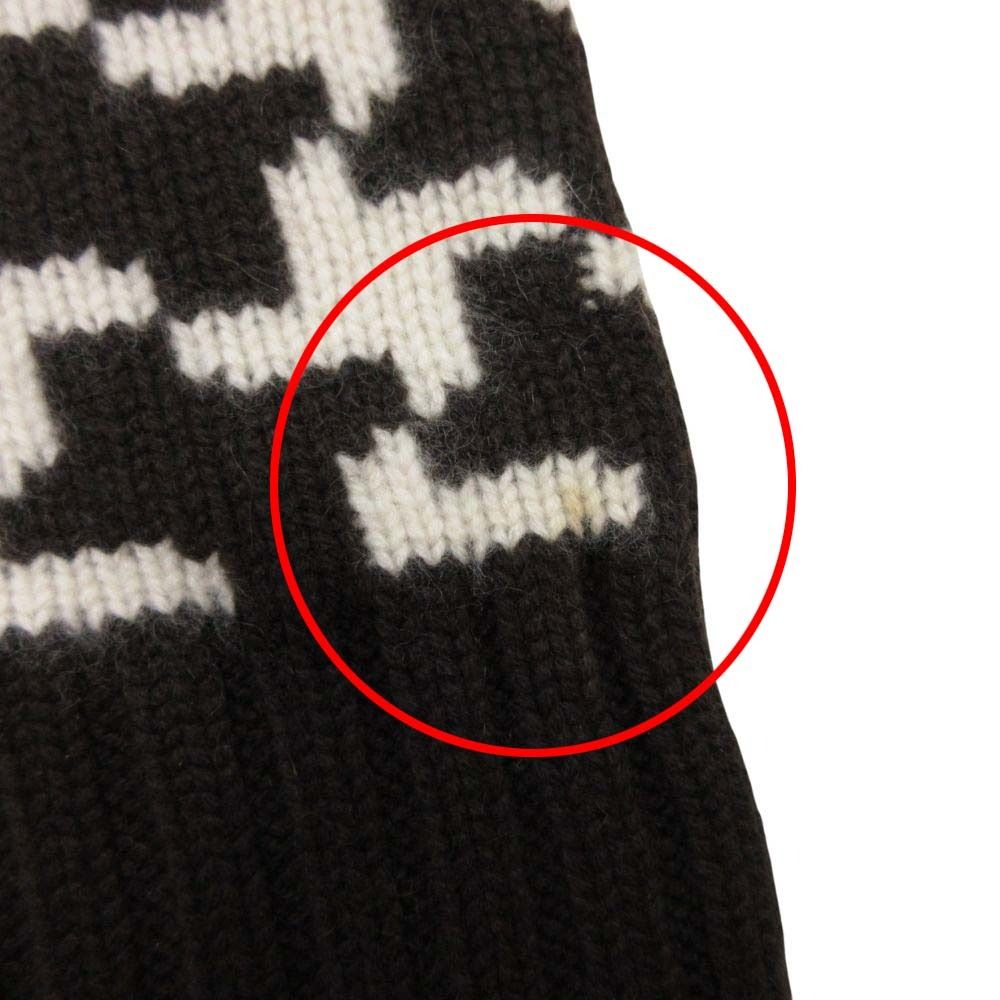 Celine Vintage Cashmere Turtle Knit Sweater Houndstooth Pattern S Brown Off — view 6