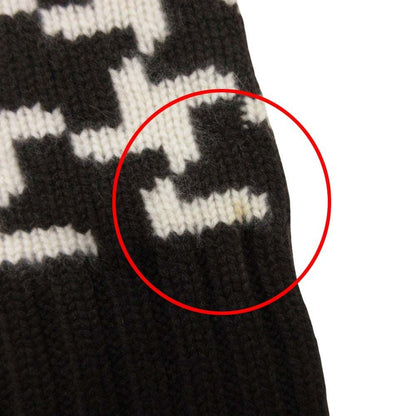 Celine Vintage Cashmere Turtle Knit Sweater Houndstooth Pattern S Brown Off — view 6