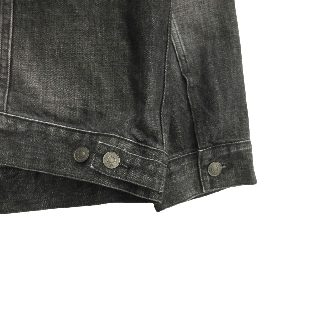 Balenciaga Oversize Denim Jacket Distressed Logo 34 Black — view 7