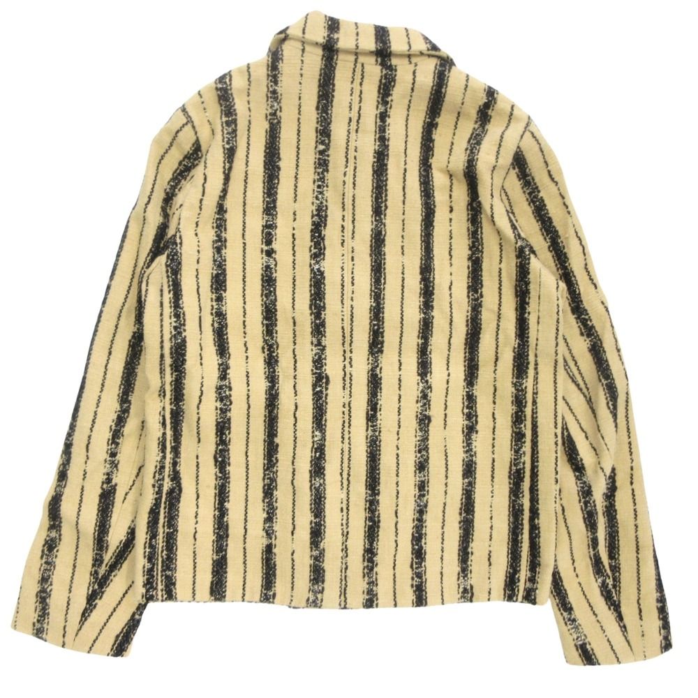Dior Striped Tweed Jacket Black Leather 40 Beige — view 3