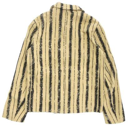 Dior Striped Tweed Jacket Black Leather 40 Beige — view 3
