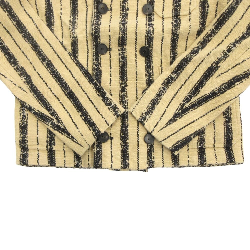 Dior Striped Tweed Jacket Black Leather 40 Beige — view 6