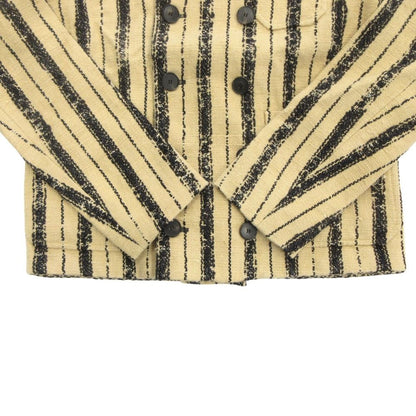 Dior Striped Tweed Jacket Black Leather 40 Beige — view 6