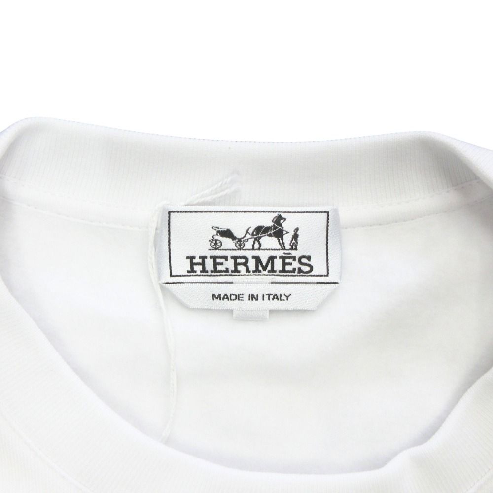 Hermes Scub'h Cartoon Horse Print Sweatshirt Long Sleeve Brushed Lining XL White — view 7