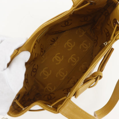 Chanel CC Logo Drawstring Caviar Leather Camel Tote — view 6