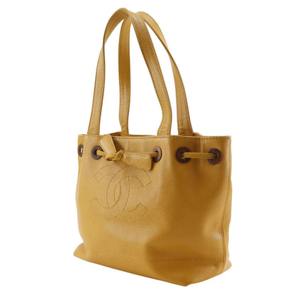 Chanel CC Logo Drawstring Caviar Leather Camel Tote — view 2