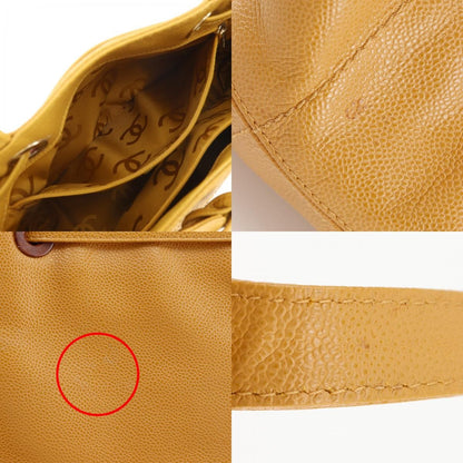 Chanel CC Logo Drawstring Caviar Leather Camel Tote — view 8