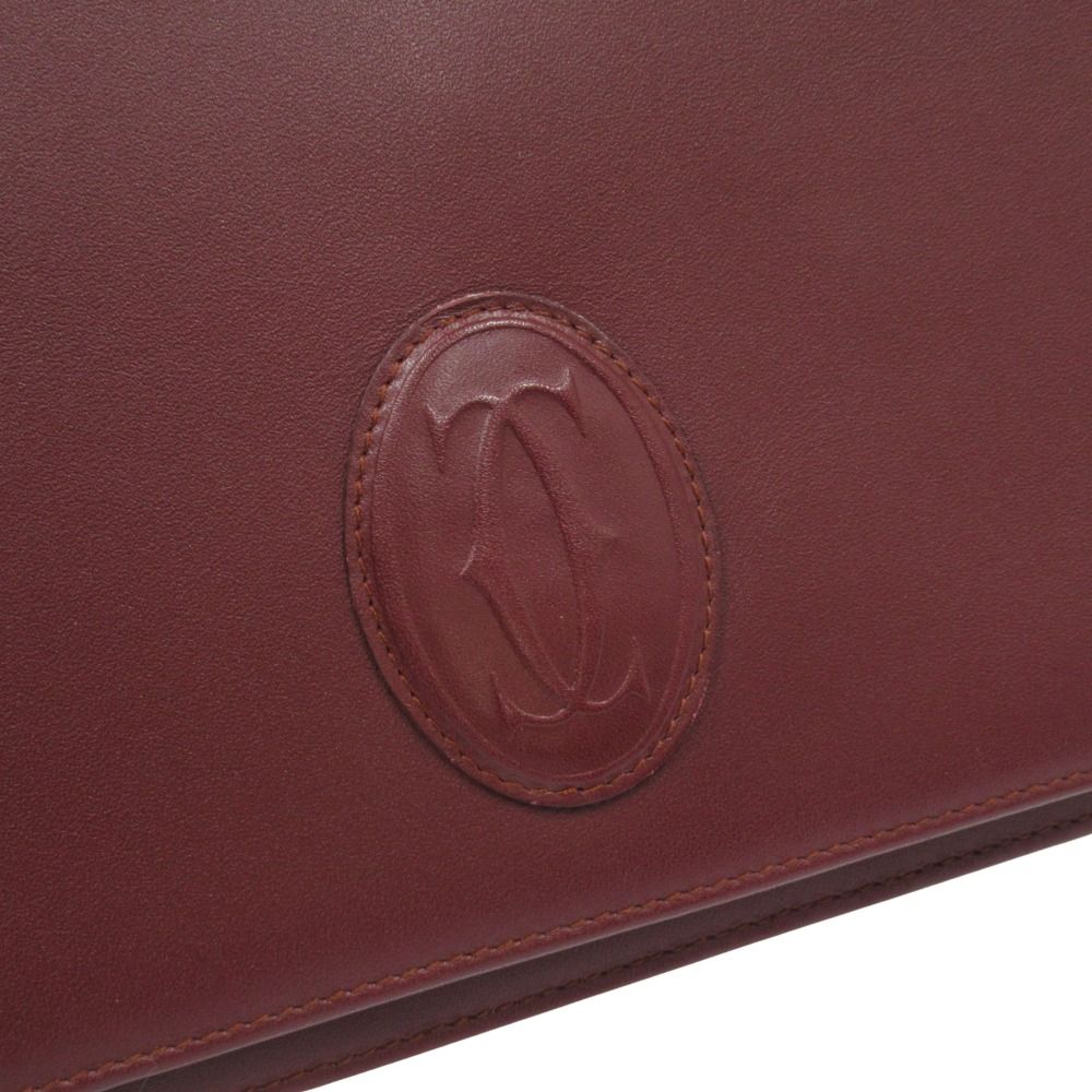 Cartier Must Line Leather Clutch Second Logo Gold Vintage Bordeaux — view 4