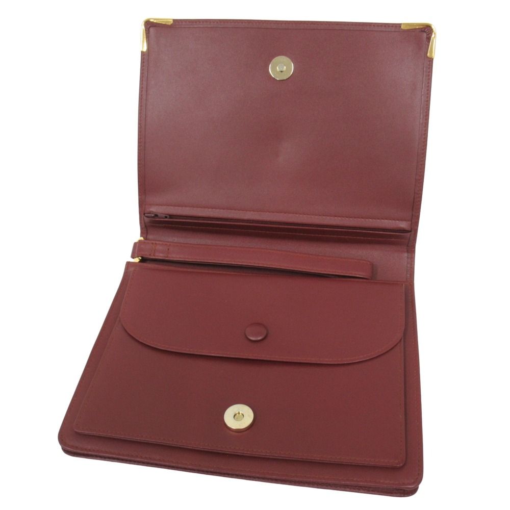 Cartier Must Line Leather Clutch Second Logo Gold Vintage Bordeaux — view 3