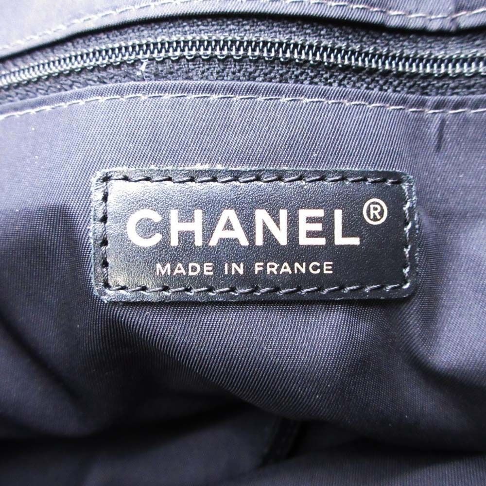 Chanel New Travel Line MM Tote CC Logo Nylon Jacquard Vintage Black — view 8