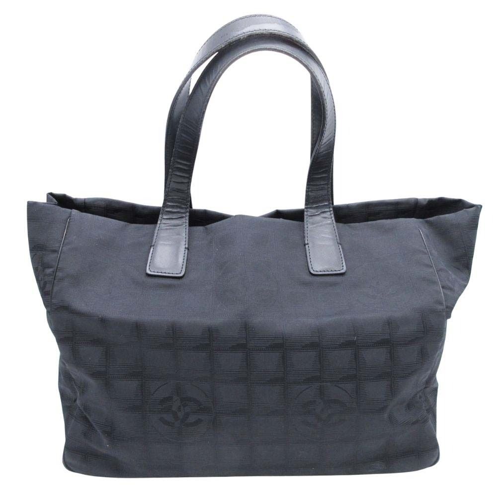 Chanel New Travel Line MM Tote CC Logo Nylon Jacquard Vintage Black — view 3