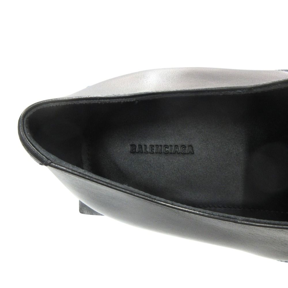 Balenciaga Square Toe Derby Shoes Leather Lace Up 42 Black — view 6
