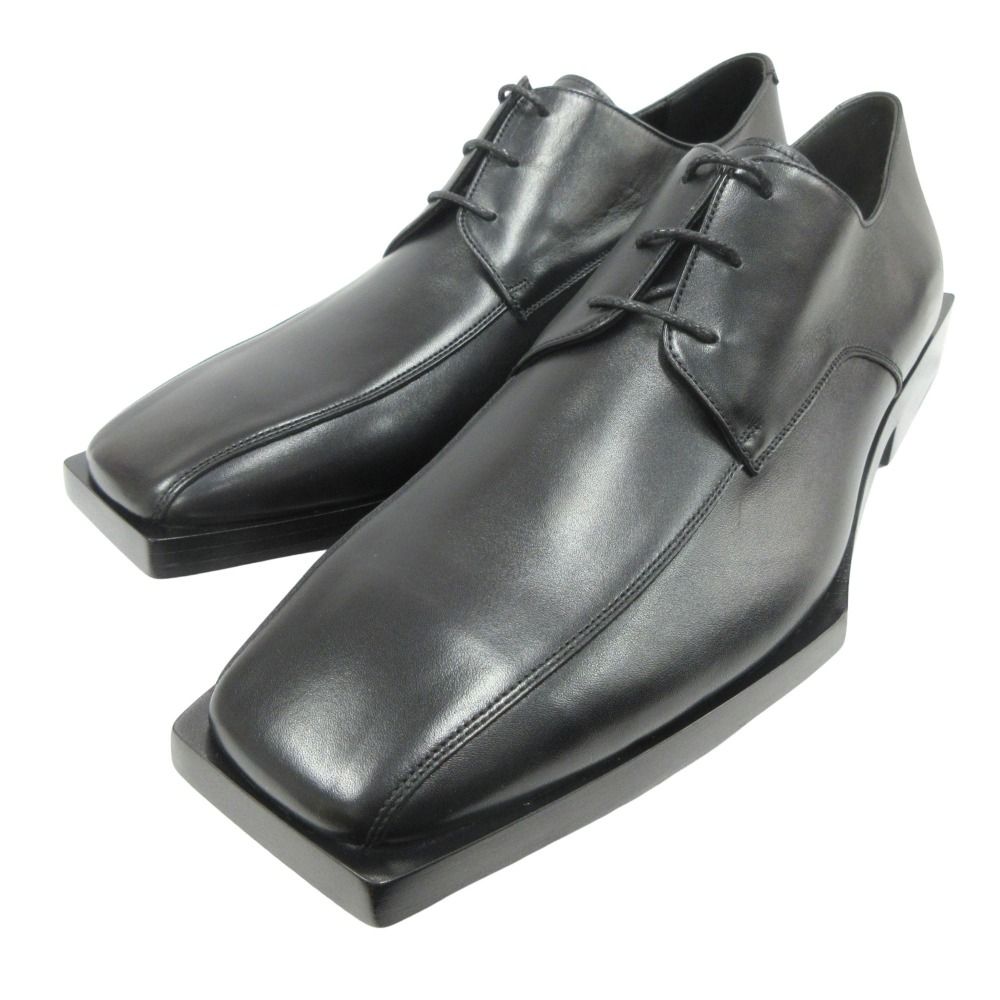 Balenciaga Square Toe Derby Shoes Leather Lace Up 42 Black — view 3