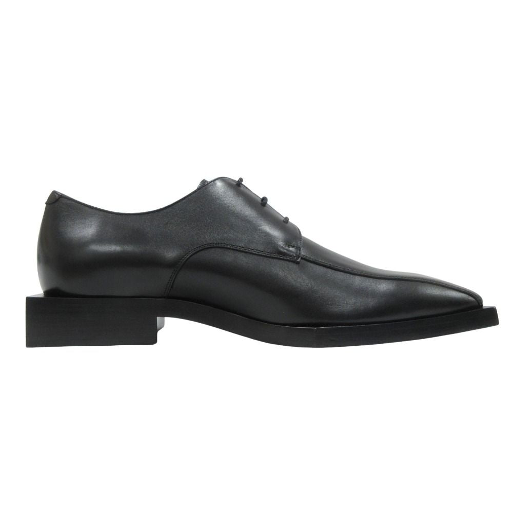 Balenciaga Square Toe Derby Shoes Leather Lace Up 42 Black — view 2