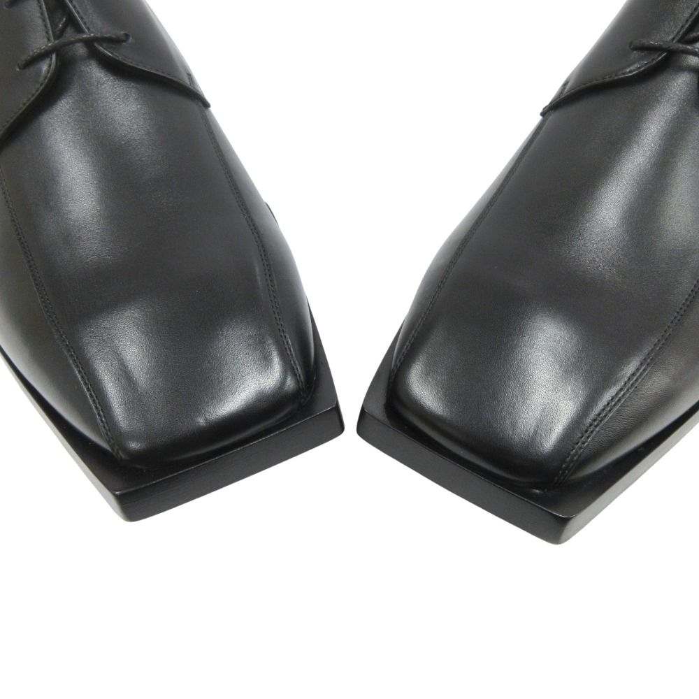 Balenciaga Square Toe Derby Shoes Leather Lace Up 42 Black — view 7
