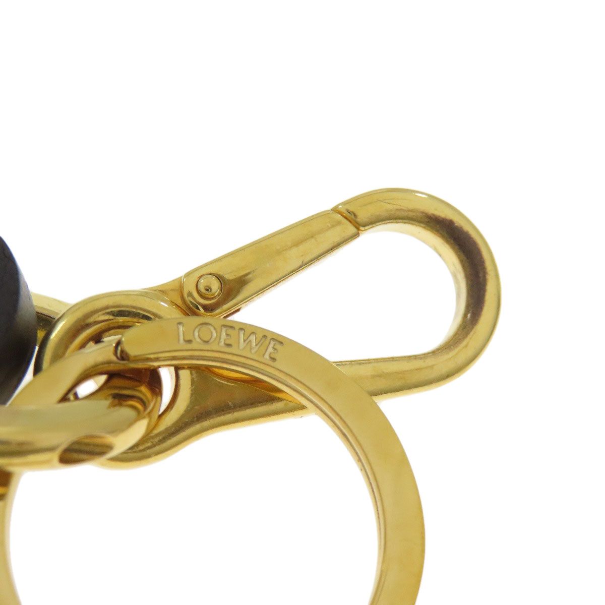 Loewe Charm Anagram Key Holder Metal Leather — view 4